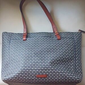 Fossil Rachel Leather Black Stripped Tote